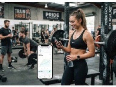 Atleta revisando su progreso en la app durante el entrenamiento